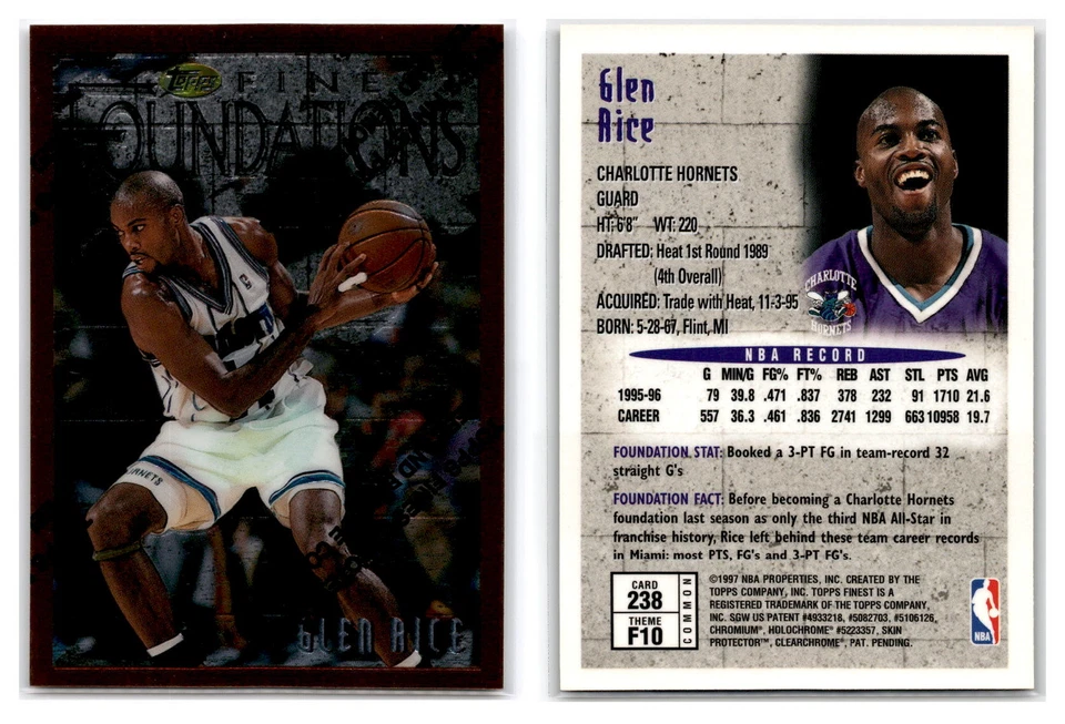 1996-97 Topps Finest #238 Glen Rice - Charlotte Hornets - Image 1 of 1