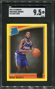 SGC 9.5 2018-19 Panini Donruss Yellow Flood Mikal Bridges #200 Phoenix Suns RC