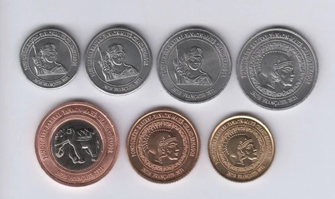 FRENCH INDIA Pondichéry Set 7pcs 2021, Elephant, Cow, Tiger, unusual coinage Cover