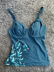 New Title Nine Tankini 32D Blue Turquoise Floral Underwire Bra Swim Top - Picture 1 of 3