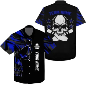 Bowling Hawaiian Shirt Bowling Hawaiian Shirt Custom Name And Team Name Skull Bo - Picture 1 of 2