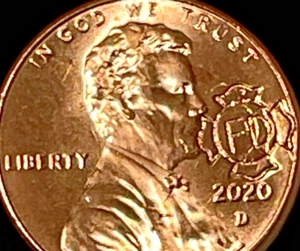 2020-D US Firefighter Cross Counterstamp Imprint Lincoln Cent 1st Responder Fire - Picture 1 of 5