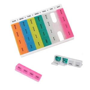 Scatola pillola settimanale 7 giorni 28 scomparti organizzatore compresse dispenser di conservazione medicinali - Foto 1 di 6