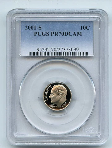 2001 S 10C Roosevelt Dime PCGS PR70DCAM Cover