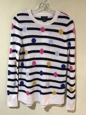 Halogen Wool Cashmere Sz XS Circles Polka Dot Stripe Ivory Multicolor NWT r6 - Image 1 of 4