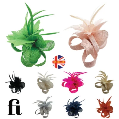 Small Fascinator Feather Flower Hair Clip Pin Party Wedding Royal Ascot Prom - Image 1 of 3