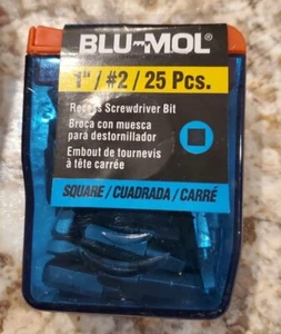 BLU-MOL 00058 SQ2 / #2 Square Recess Screwdriver Bits, 1" Length, 25-Pack - Picture 1 of 1