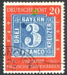 Bund Nr. 114 II Plattenfehler gestempelt München + blauer Fleck an 3 BRD used - Picture 1 of 5