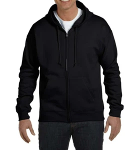 NWT Hanes Ecosmart Mens MEDIUM Black Full-Zip Hoodie Sweatshirt P180 Jacket - Picture 1 of 1