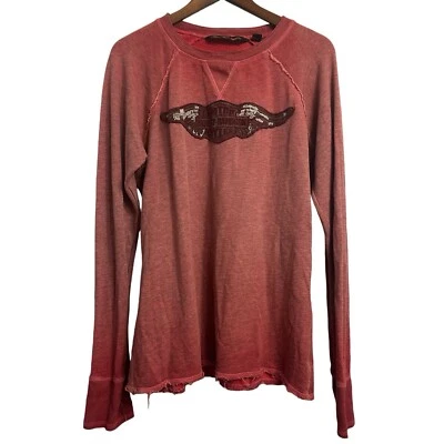 Harley Davidson Wing Logo Distressed Ombré Rojo Rosa Pullover Camisa Cuello Redondo XL Foto 1 de 4