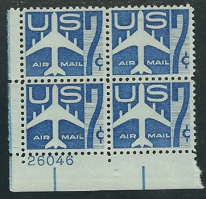 Scott # C-51...7 Cent...Plane...4 Plate Blocks - Picture 1 of 1