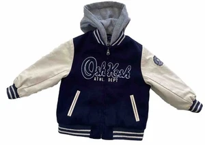 Oshkosh B'Gosh Athletic Department Boys Size 4 Varsity Jacket Navy Pleather Slvs - Picture 1 of 8