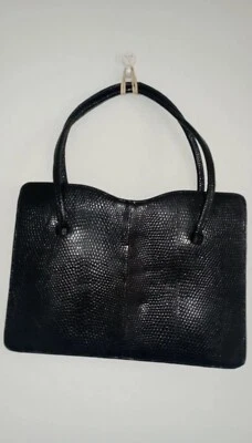 Vintage 1960s black patent leather . A small black bag. Business bag. - Image 1 of 4