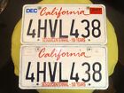 2001 CALIFORNIA  LICENSE PLATES #4HVL438 SESQUICENTENIAL-150 YEARS