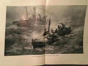 Kunstdruck Die Rettungsmannschaft in Not nach Bernard J. Gribble XXL von 1912 - Bild 1 von 1