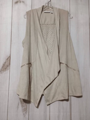 Chaleco Susan Graver Damas 1x Gamuza Diseño Recortado Cremallera Bolsillos Kimono Boho Foto 1 de 4