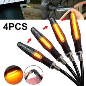 4x Luces traseras indicadoras intermitentes LED fluidas para motocicleta ámbar - Imagen 1 de 9