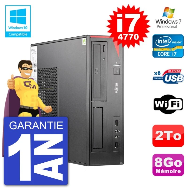 PC Fujitsu Esprimo E520 Dt i7-4770 RAM 8Go Disco 2To Grabador DVD Wifi W7 - Imagen 1 de 1