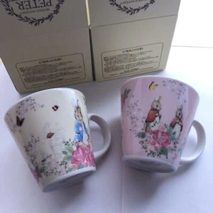 Peter Rabbit & Sister Cup Porcelain Mug Peter Rabbit Pink Yellow Made in Japan - Picture 1 of 4