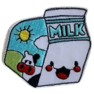 Lindo parche bordado caja de leche sonriente coser en caja de leche - Imagen 1 de 2