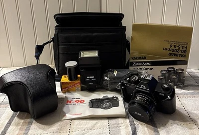 Cámara SLR de película Kalimar K-90 de 35 mm con lente 50 mm F1,7 con lente de 80-200 mm Foto 1 de 2