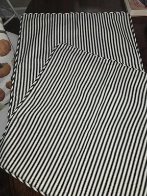 Pottery Barn Black Cream Stripe Ticking Pillow Covers Pair 20x20 EUC - Image 1 of 4