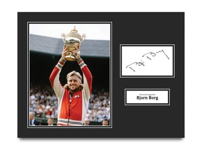 Bjorn Borg Firmado a Mano 16x12 Montaje Exhibición Wimbledon Tenis Autógrafo con Certificado de Autenticidad Foto 1 de 4