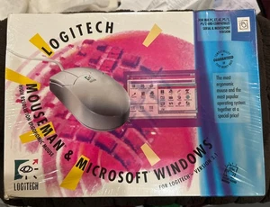 Logitech Mouseman Microsoft Windows 3.1 Maus rechts Combo 1992 Vintage Neu in OVP - Bild 1 von 10