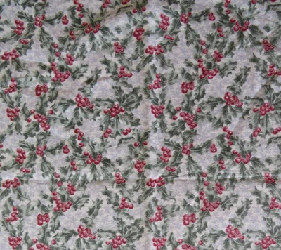 DAVID TEXTILES ENGLISH COLLECTION  holly berries on grey Christmas 1/2 yd - Image 1 of 4