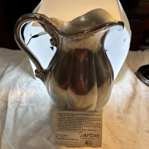Beautiful Carson Statesmetal Water Pitcher Embossed Design 8.5” - Picture 1 of 9