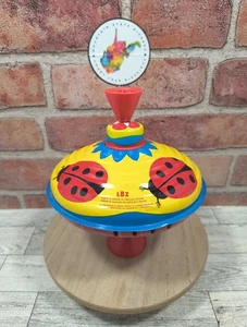 Vintage LBZ 6" Kreisel Spielzeug Top Blech Metall West Germany Marienkäfer roter Griff - Bild 1 von 8