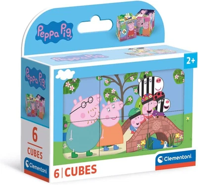 Peppa Pig-6 Pezzi Bambini 2 Anni, Cartoni Animati, Puzzle Cubi, Made in Italy, M - Immagine 1 di 4