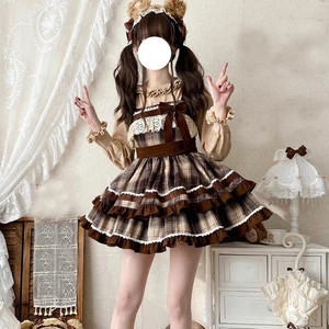Japanisches Lolita Mädchen Damen JSK Kleid Rüschen Kawaii Winter süß A-Linie Dress - Bild 1 von 5
