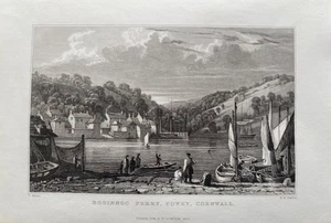 Impresión antigua de 1832; Bodinnick Ferry, Fowey, Cornualles después de Thomas Allom - Imagen 1 de 2