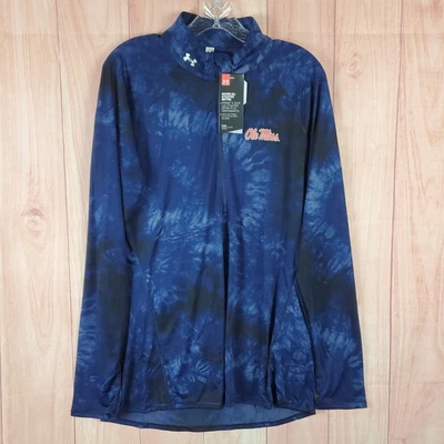 Camisa Under Armour Mujer Talla XL Azul Tie Die Ole Miss Rebels Fútbol Media Cremallera Foto 1 de 4