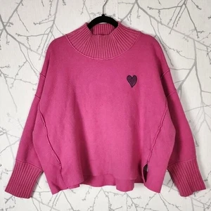 Maeve Pink Heart The Logan Oversized Rollkragen Pullover | Damen XL - Bild 1 von 5