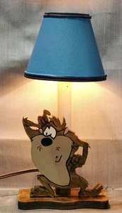 1986 Hancarved & Painted TASMANIAN DEVIL 'TAZ' Bedside Lamp w/Duncan Hill Shade - Picture 1 of 20