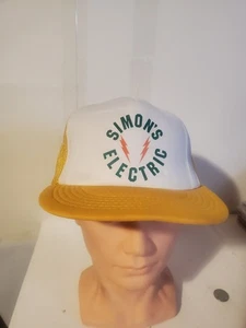 Simon's Electric Trucker Hat – Vintage Style Snapback Cap Yellow Mesh Foam Front - Picture 1 of 7