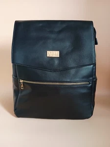 ELF PARKER Nappy Bag Backpack Vegan Leather Black Diaper Baby Mummy Gift - Picture 1 of 12
