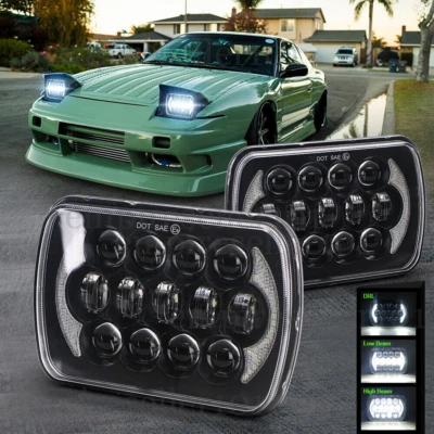 Par de faros LED de 5X7"" proyector halo DRL lámpara de camión para Jeep Cherokee y 240SX Foto 1 de 4