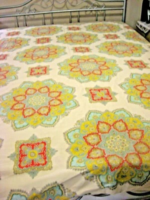 Edredón ECHO Crudo Aqua/Amarillo/Rojo/Negro Algodón - DOBLE Foto 1 de 4