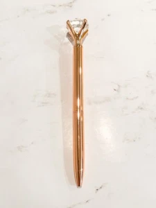 Kawaii Big Diamond Bling Ballpoint Pen Rose Gold NEW - Picture 1 of 2