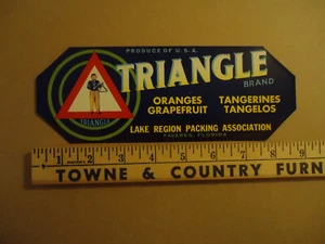 Marca Triángulo Naranjas Región del Lago Embalaje Assn Tavares FL Caja de Frutas Etiqueta - Imagen 1 de 1