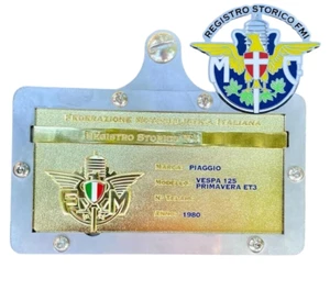 SUPPORTO TARGA ORO CON RILEVO + FIX PER SPILLA FMI IN ACCIAIO SENZA FORARE - Foto 1 di 5