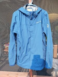 Merrell Opti-Shell Rain Jacket Large Blue Hooded Side Vented Lightweight
