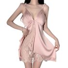 Women Sleepwear Nightgown Satins Lace Chemise Nightgown V Neck Lingerie Dress