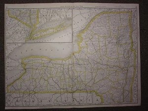 1890 LARGE MAP NEW YORK LONG ISLAND STATE COUNTY RAILROAD ~ EXCELLENT CONDITION - Picture 1 of 3
