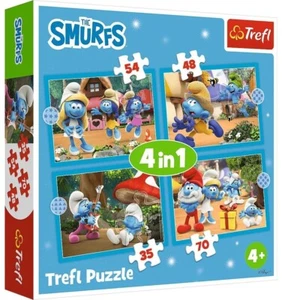 New Trefl 4 in 1 Jigsaw Puzzle Pieces 4+ Kids 34656 Smurf Village - Picture 1 of 5