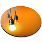 Round Mouse Mat - Fun Orange Light Bulb Design Office Gift #3692