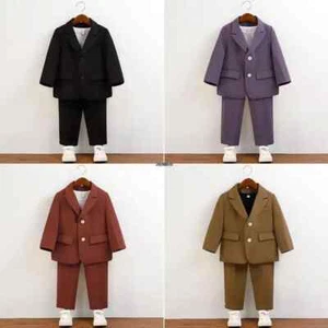 Boys Suit Baby Boys Jacket Pants 2PCS Dress Children Formal Wedding Costume Kids - Picture 1 of 22